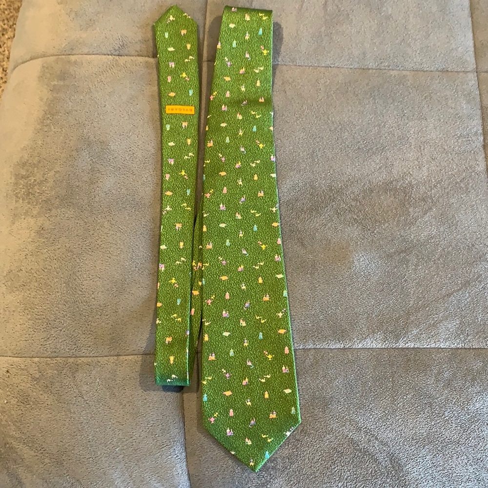 BULGARI Green Men’s Neck Tie Fantasy Pattern